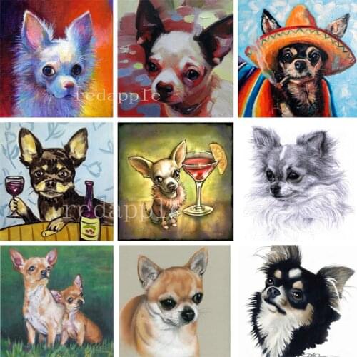 Full drill 5D DIY diamond embroidery chihuahua face square diamond painting Cross Stitch cute dog Rhinestone mosaic home decor