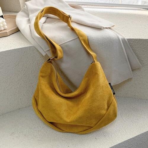 Bandolera Hobo grande de tela de ante para mujer, bandoleras simples de gran capacidad, bolsos de hombro para mujer, bolsas de