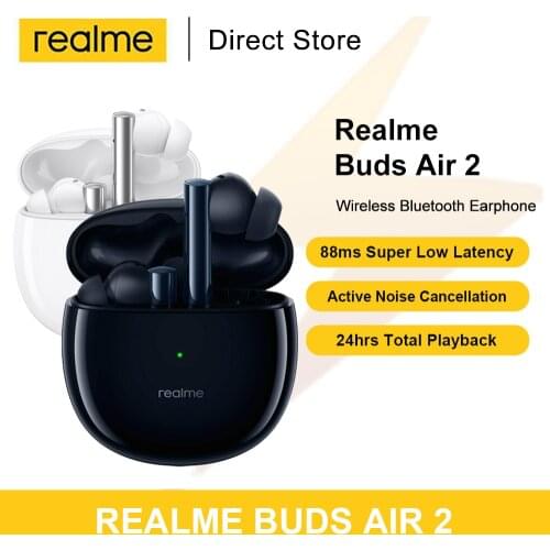 Realme Buds Air 2 Wireless Bluetooth Earbuds Hi-Fi Bass Boost 25hrs Total Playback 10mm Hi-Fi Bass Boost Driver Gaming Earphones