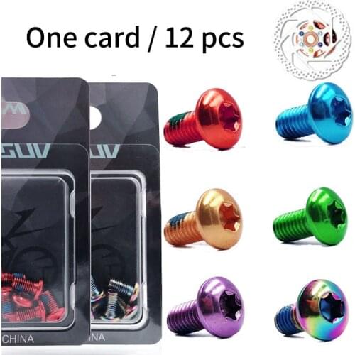 12pcs MTB Bike Disc Brake Rotor Bolts T25 M5x10mm Alloy Steel Screws Colorful Rotor Bolts Bicycle Fixing Accessories