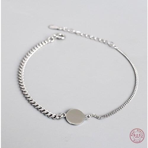 925 Sterling Silver Minimalist Style Disc Chain Bracelet Women Cute Sweet Student Jewelry Accessories Girlfriend Gift