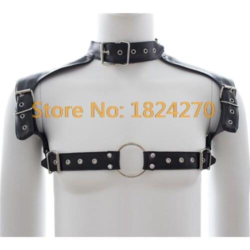 Black Faux Leather Body Harness Men Fetish Male Sex Bondage Restraint Slave Chest Strap Belt Hot Sexy Lingerie for Men Costumes