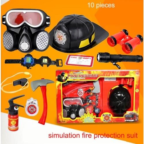 10pcs Set Kids Play Firefighter Toy Tool Learning Toy Fireman Helmet Fire Rescue For Childrens Kids Childen Best Birthday Gift