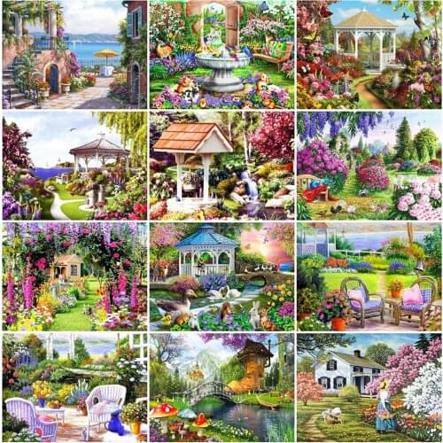 EverShine Diamond Mosaic House Cross Stitch Diamond Painting Full Square Drill Landscape Handmade Gift Garden Bead Embroidery