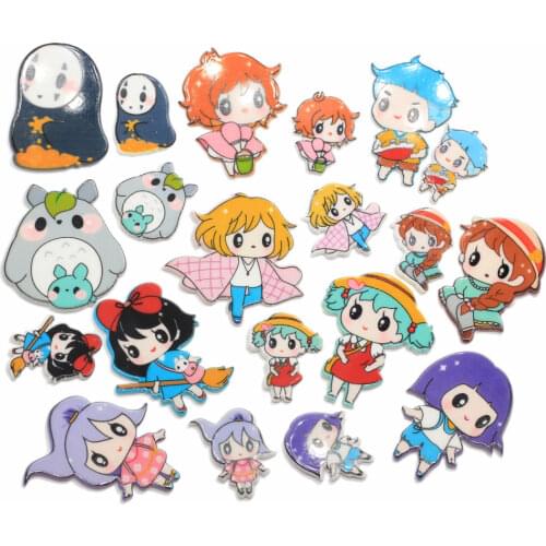 Hot Sale Acrylic Japanese Anime Cartoon Flatback Planar Resin Printed Cabochon For Hair Bows Planar Resin Crafts