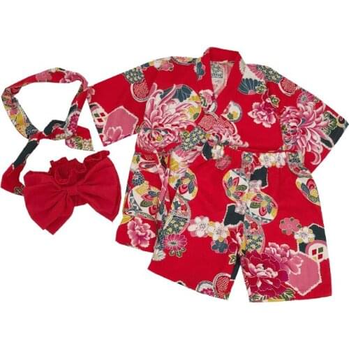 4PCS Childrens Japanese Style Kimono Girls sweating Home Yukata Costume Cotton Kids Sleepwear Kimono Underwear Pijamas Z950
