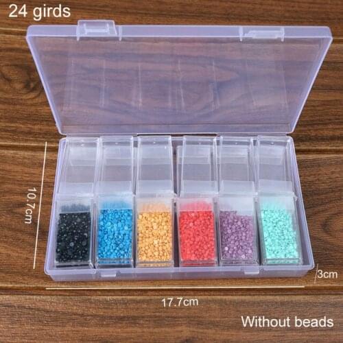 New24/84/100 grids storage box with tools diamond storage accessories display box cross stitch resin rhinestone Beads Container