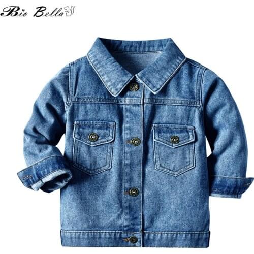 Kids Jacket Children 1-5 Years Spring Autumn Jean Long Sleeve Fashion Cowboy Clothes Turn-Down Boy Girl Jackets Children Clothes
