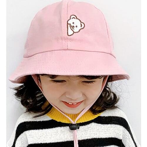 Summer Baby Sun Hat Bear Pattern Sun Protection Cotton Breathable Baby Girls Bucket Cap Cartoon Protection Hats Beach Bucket Hat
