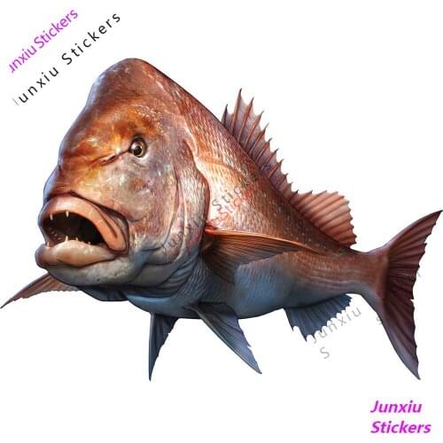 Fashion Car Sticker Large Mouth Bass Fish Fishing Pagrus Major Boat Kayak Automobiles Accessories PVC Decal 18x14cm