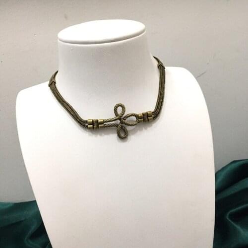 Fashion women necklace vintage style chinese knot pendant retro metal brass rose chain necklace famous brand d jewelry