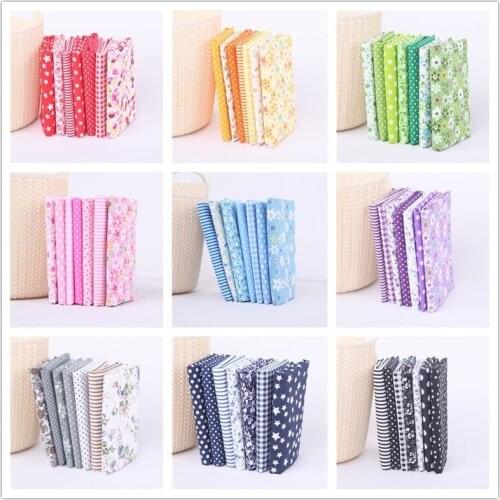 7pcs DIY Assorted Pattern Floral Printed Patchwork Cotton Fabric Cloth Crafts Bundle Sewing Quilting 25X25cm fabric flower