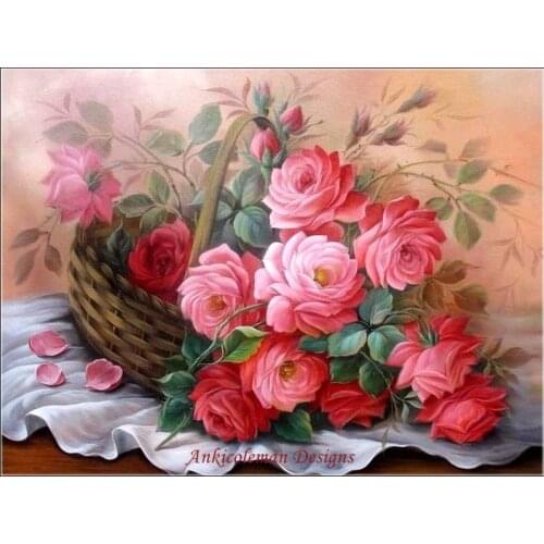 Embroidery Counted Cross Stitch Kits Needlework - Crafts 14 ct DMC color DIY Arts Handmade Decor - Basket of Roses