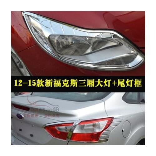For Ford Focus 2012-2017 ABS Chrome Front Rear Trunk Headlight Tail Light Lamp Cover Trim Styling Garnish Bezel Molding