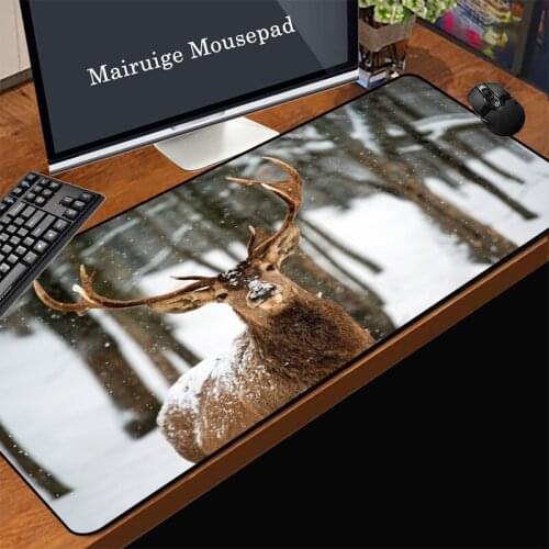 Mairuige New Product Promotion Game Computer Mouse Pad Rubber Non-slip Snowfall Sika Deer Style Office Laptop Desk Keyboard Mat