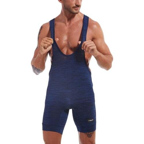 Sexy Men Undershirts Leotard Sports Workout Athletic Supporters Bodysuits Shorts Quick Dry Wrestling Singlet Jumpsuits Plus Size