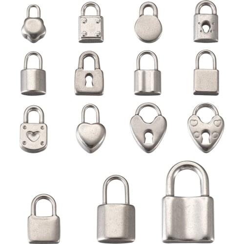 304 Stainless Steel Charms Heart PadLock Necklace Bracelet Pendants Fit DIY Jewelry Making Charms Handcraft Accessories 30pc/box