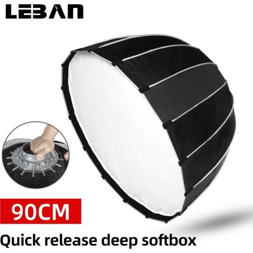 Portable 90CM Quickly Fast Installation Deep Parabolic Softbox Bowens Flash Speedlite Reflector Studio Softbox