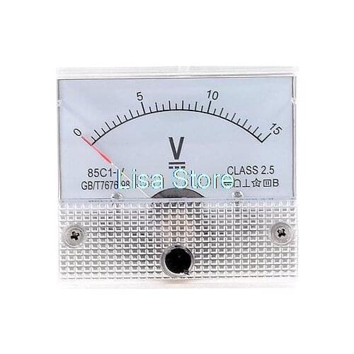 Rectangle Dial Panel Gauge Voltage Voltmeter DC 0-15V 85C1-V