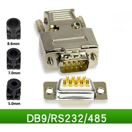 Industrial Grade DB9 RS232 485 Serial Port Plug 9 Pin D-SUB9 Connector 9p Male Female Connector 2 pcs/lot