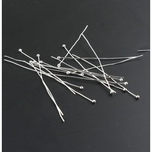 Hot Sale 1000pcs Silver Plated Ball Head Pins Findings 30x0.5mm Copper Needles DIY Jewelry Accessories Earrings for Needlework