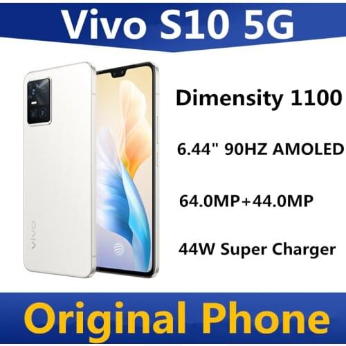 DHL Fast Delivery Vivo S10 5G Cell Phone 6.44" 90HZ 64.0MP 44W Super Charger Fingerprint Face ID Dimensity 1100 Android 11.0