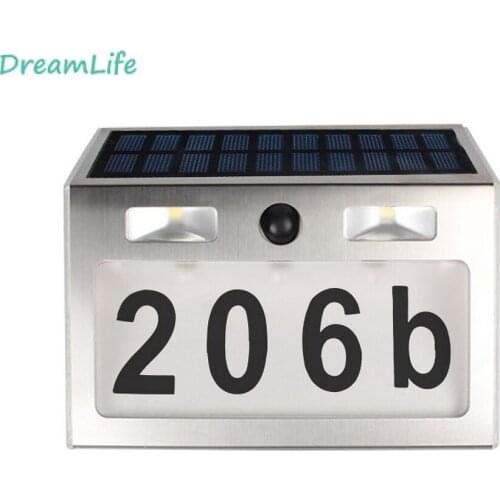 Solar LED House Address Number Stainless Steel Door Panel Light With Motion Sensor Solar Courtyard Garden Door