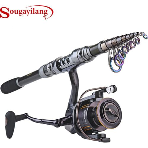 Sougayilang 1.8-3.6m Telescopic Fishing Rod and 13BB+1 Spinning Fishing Reel Portable Fishing Rod Spinning Fishing Rod Combo
