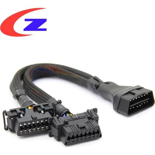Military Quality Full 16 Pin Y Extension Cable For ELM327 obd obd2 Diagnostic tool OBD2 16Pin Male To 16Pin Female Connector