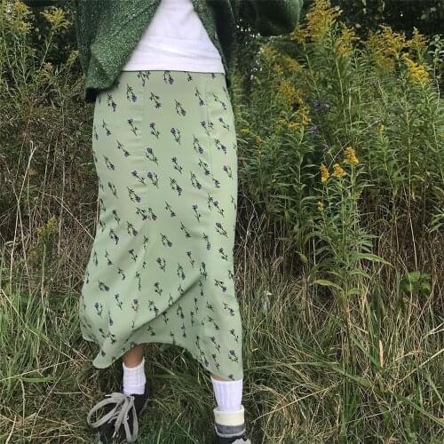 Women Fashion Beach Stylish Sexy Elegant A-Line Midi Skirts Bohemian High Waist Floral Print Slim Fit Sundress Club Dating Wear