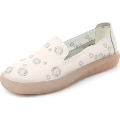 2020 New Spring Summer Hollow Shallow Hole Shoes Comfort Breathable Women Casual Shoes Fashion Flat Shoes Genuine Leather Shoes