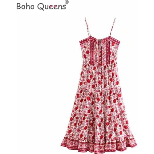 Boho Queens women rose floral print sleeveless beach long Bohemian maxi dress Ladies Summer rayon Boho dress vestidos