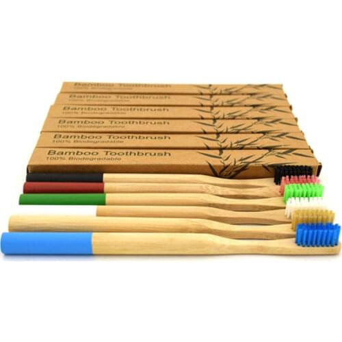 1pcs Environment-friendly Black Bristles Bamboo Toothbrush Soft Bamboo Fibre Wooden Handle Low-carbon Eco-friendly For Adults