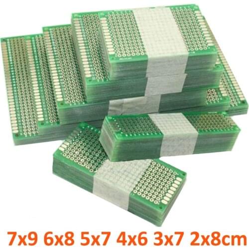 12pcs/lot 7x9 6x8 5x7 4x6 3x7 2x8cm Double Side Prototype Diy Universal Printed Circuit PCB Board Protoboard For Arduino