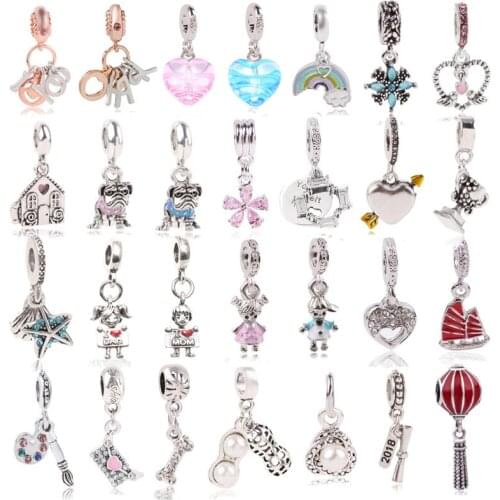 Jewoey Shion 2pc Cartoon Style Dog Rabbit Charms Beads Fit Brand Charms Bracelets DIY Accessories Jewelry Gift Making For Kids