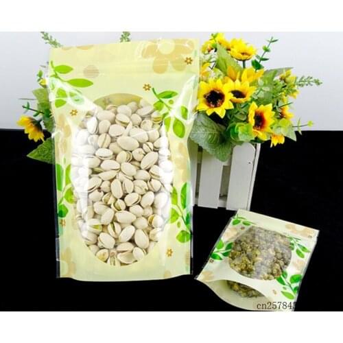 3000pcs Clear Zip Bags Stand Up Bags Package Repacking Pouch Green Leaves Design Storage Bags