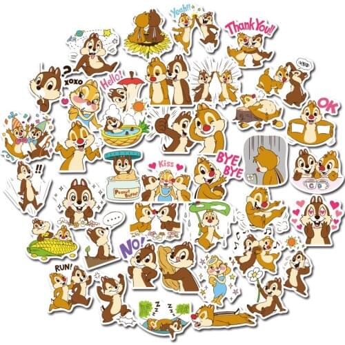 40Pcs Cartoon Disney Chip 'N' Dale Sticker Childrens Classic Toy Cartoon Mobile Phone Water Cup Waterproof Hand Account Sticker