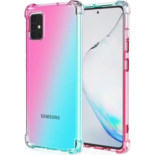 50pcs Air Cushion Corner Case Gradient Colorful Soft TPU Cover For Samsung Galaxy A01 A11 A21 A31 A41 A51 A61 A71 A81 A91 A21S