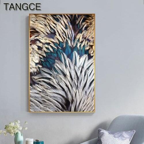 Abstract Beautiful Green Pink Feather Canvas Painting Fashion Bright Poster Print For Living Room Bedroom Entrance Unique Decor