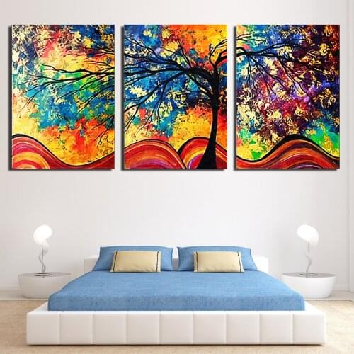 Free shipping 3 pieces decoration posters Cartoon caricature big tree picture boreal Europe style canvas painting FA317