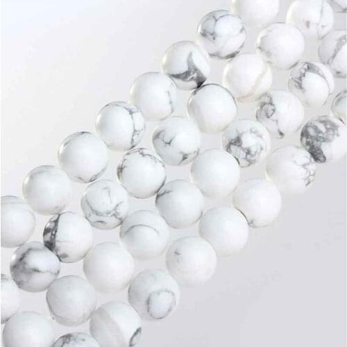 1 Strand 4/6/8/10/12mm Pick Size Natural Round White Turquoises Loose Spacer Beads for Fashion Jewelry Making DIY Bracelets