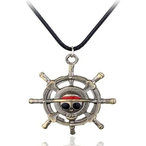 Cartoon Anime One Piece Necklace Rudder Pendant Chain Choker Man Women Hiphop Necklaces Charm Gifts Jewelry collares