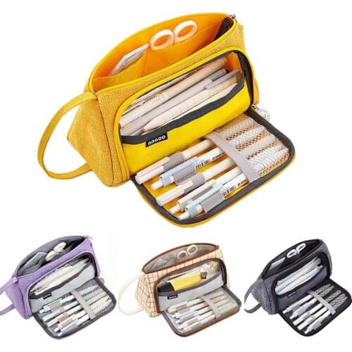 Large Capacity Pencil Case Linen Storage Bag Pouch Cosmetic Stationery Holder Trousse Office School Supplies material escolar