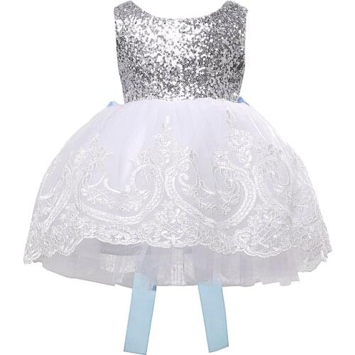 Pudcoco Sequins Flower Girl Baby Kids Lace Bowknot Girl Party Wedding Dress 0-10 Years
