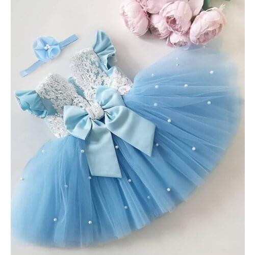 Baby Girl Bowknot Red Dress Lace Embroidery Tutu Dresses for Girls 1 2 3 4 5 Years Birthday Party Toddler Flower Wedding Gown