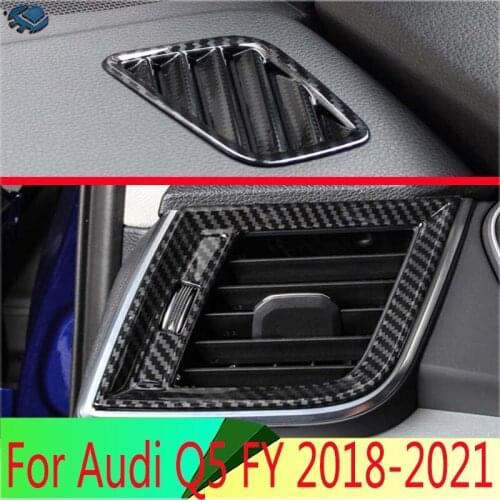 For Audi Q5 FY 2018 2019 Carbon Fiber Style Air Vent Outlet Cover Dashboard Trim Bezel Frame Molding Garnish Accent Styling