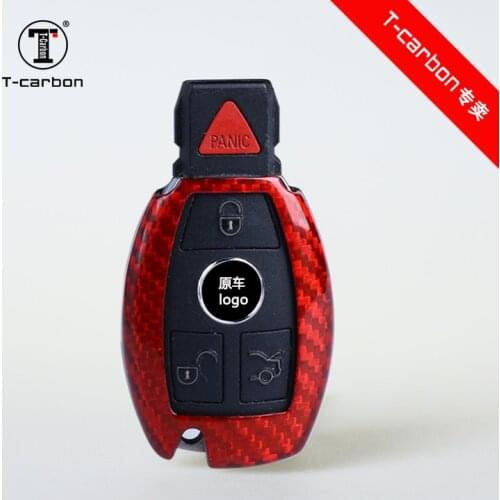 For Mercedes-Benz Plug-in Start Intelligent Start General Red Color Carbon Fiber Key Case Shell Bag