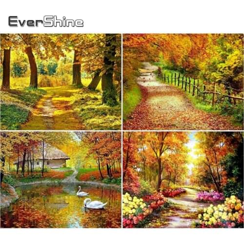 EverShine Picture By Numbers Landscape Hand Painted Oil Painting Of Numbers Autumn Wall Art Drawing Canvas