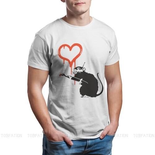 Love Rat Essential Banksy Graffiti Wall Art Tshirt Graphic Punk T shirt Tops Homme Pure Cotton Ofertas Tees
