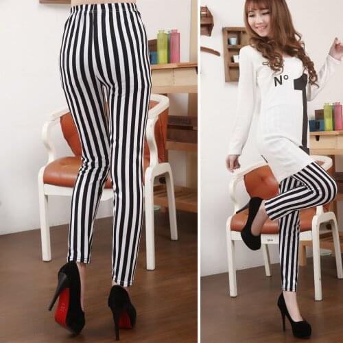 Hot 2021 Autumn National Ethnic Style Retro Stripe Painting Printing Flowers Trousers Printed High Elasticity Leggings Leotardos